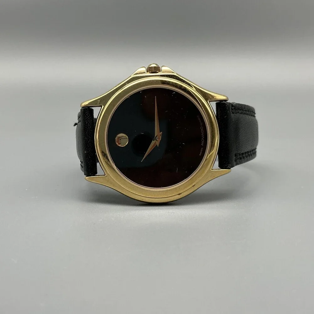 Movado Museum Womens Watch 31mm Black Dial Gold Tone 87-E41-0863 New Battery